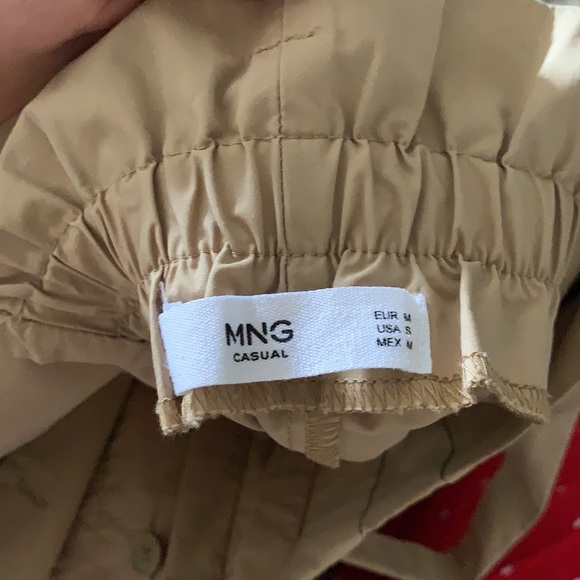 Mango beige wide leg pants paper bag waist - Picture 6 of 7